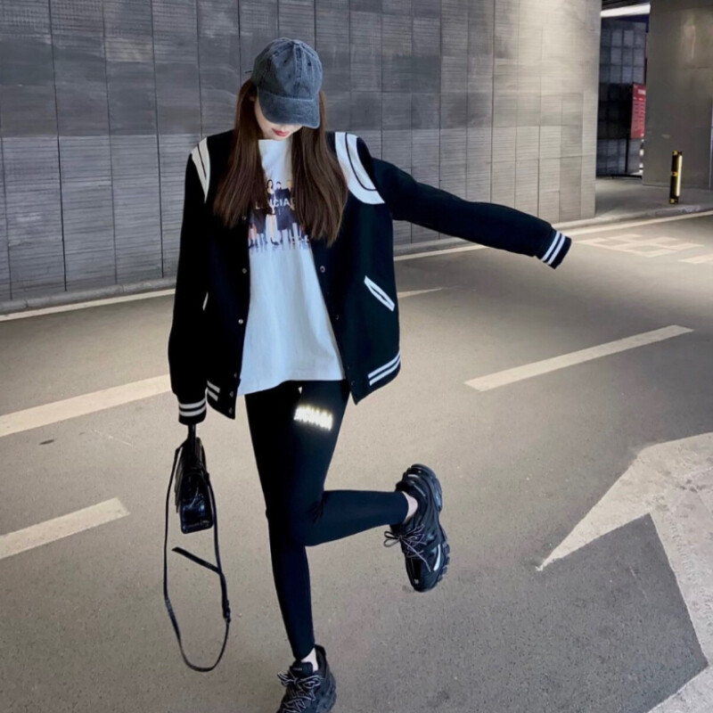 Gmiixder hiphopa vilnas beisbola formas jaka vīriešu sieviešu Preppy High Street Bomber jaka korejiešu ielu apģērbi ar pogas augšējo mēteli