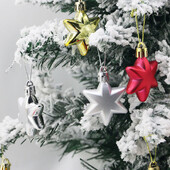 (12 buc/pachet) 5cm pandantiv de Crăciun Steaua de Crăciun pandantiv bile de copac de Crăciun pandantiv din plastic galvanizat mat Accesoriu de decorare mixt pentru petrecere