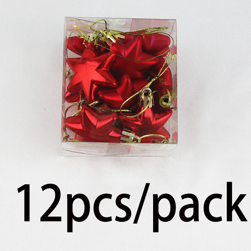 (12 buc/pachet) 5cm pandantiv de Crăciun Steaua de Crăciun pandantiv bile de copac de Crăciun pandantiv din plastic galvanizat mat Accesoriu de decorare mixt pentru petrecere