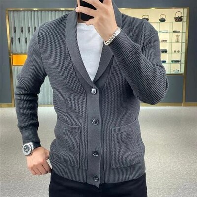 Férfi Kötött Kardigán Pulóverek Kabát Férfi Alkalmi hosszú ujjú Gombok Pulóverek Férfi Elegáns Férfi Kötöttáru Pamut Minőségi B140