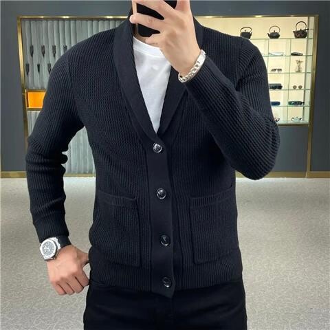 Férfi Kötött Kardigán Pulóverek Kabát Férfi Alkalmi hosszú ujjú Gombok Pulóverek Férfi Elegáns Férfi Kötöttáru Pamut Minőségi B140