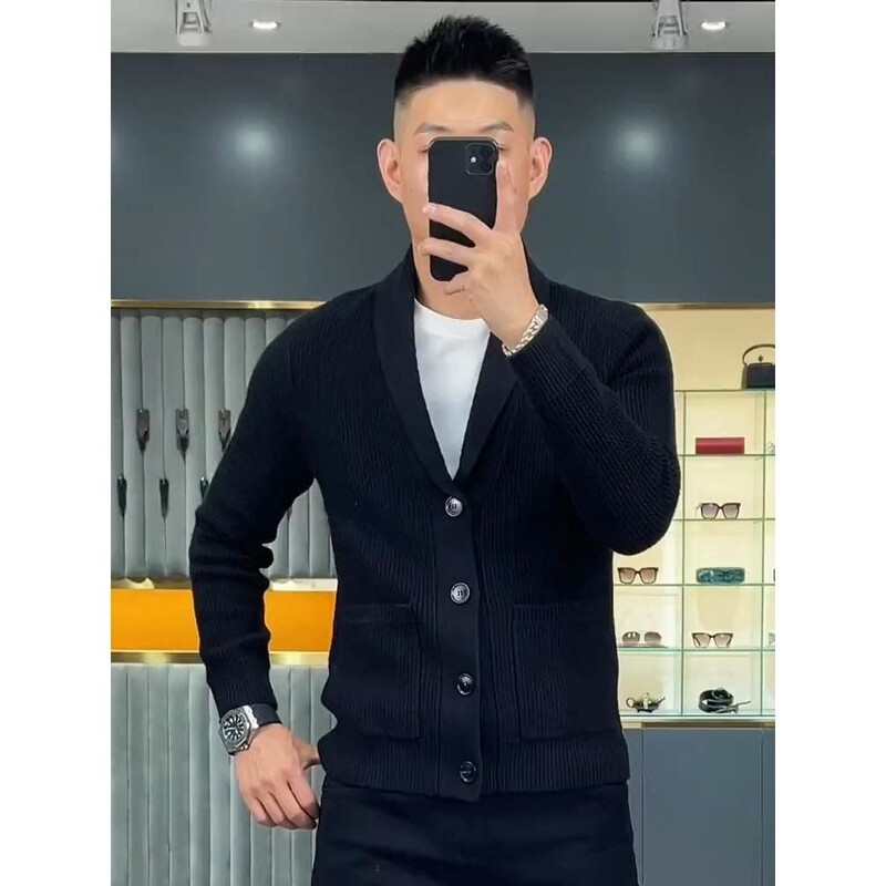 Férfi Kötött Kardigán Pulóverek Kabát Férfi Alkalmi hosszú ujjú Gombok Pulóverek Férfi Elegáns Férfi Kötöttáru Pamut Minőségi B140