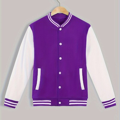 Ανδρικό μοντέρνο Color Block Bomber Jacket - Casual γιακάς Baseball, Stretch Comfort, Easy-Care για την Άνοιξη/Φθινόπωρο