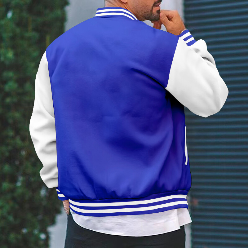 Ανδρικό μοντέρνο Color Block Bomber Jacket - Casual γιακάς Baseball, Stretch Comfort, Easy-Care για την Άνοιξη/Φθινόπωρο