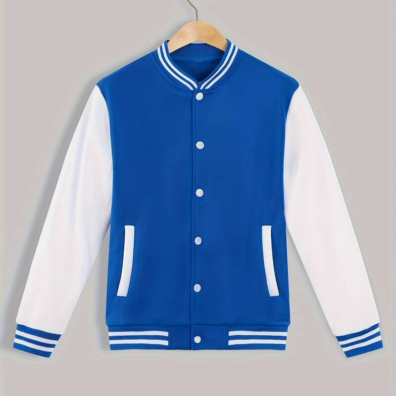 Ανδρικό μοντέρνο Color Block Bomber Jacket - Casual γιακάς Baseball, Stretch Comfort, Easy-Care για την Άνοιξη/Φθινόπωρο