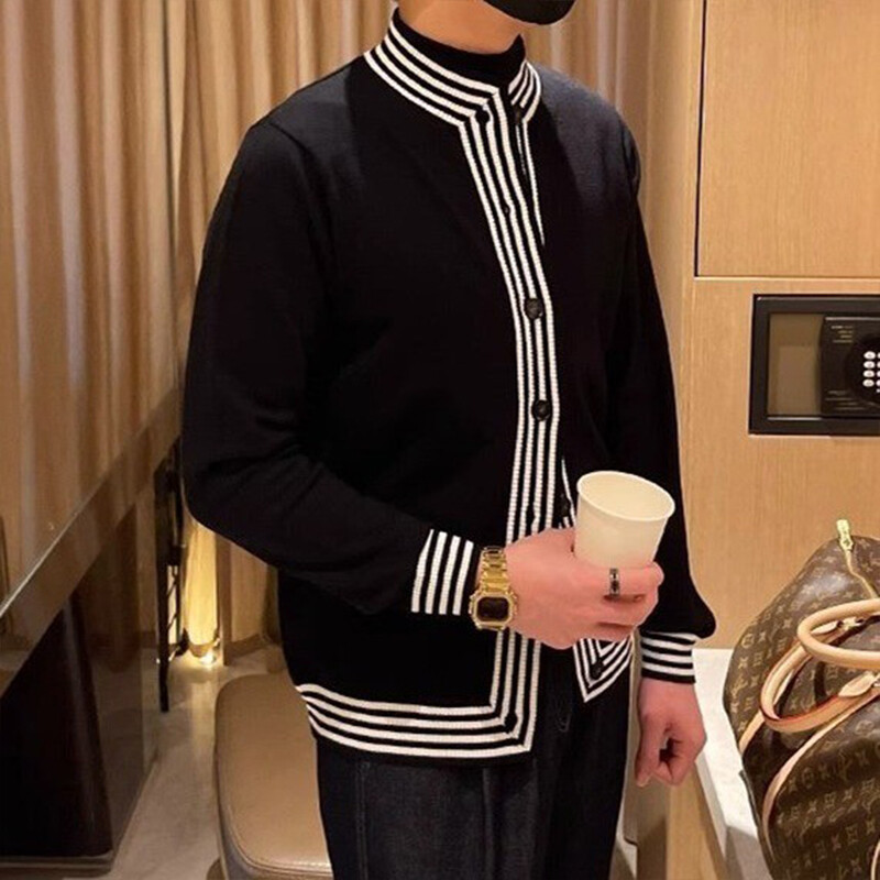 Φθινοπωρινά ρούχα Ανδρικά πλεκτά πολυτελή κουμπιά Ζακέτα πουλόβερ Casual μακρυμάνικο μονόχρωμο Vintage κορεατικά πλεκτά 2024 Νέο