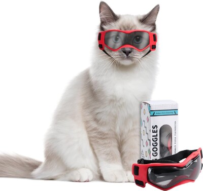 ATUBAN Ochelari de soare pentru pisici Ochelari de protecție pentru câini mici, confortabili, moale, ușor de purtat, ochelari de soare reglabili cu protecție UV pentru animale de companie mici pentru pisicuță