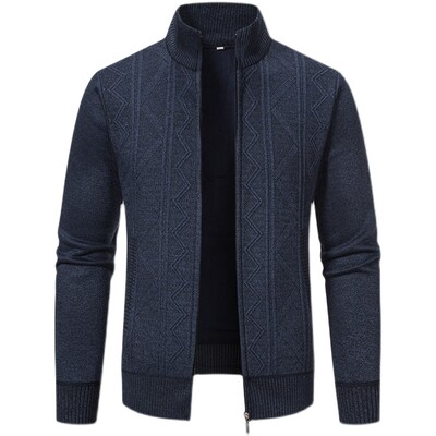 Vīriešu Trikotāža Jaciņa Džemperi Statīvs Apkakle Flīss Biezāks Silts Džemperis Jauns Rudens Ziemas Vīriešu Slim Džemperi Jakas 3XL