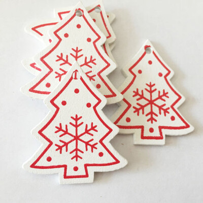 12kom Drveno božićno drvce s privjeskom Božićna pahuljica Zvjezdani ukras Božićna kućna zabava Vjenčanje Nova godina Viseća crvena dekoracija