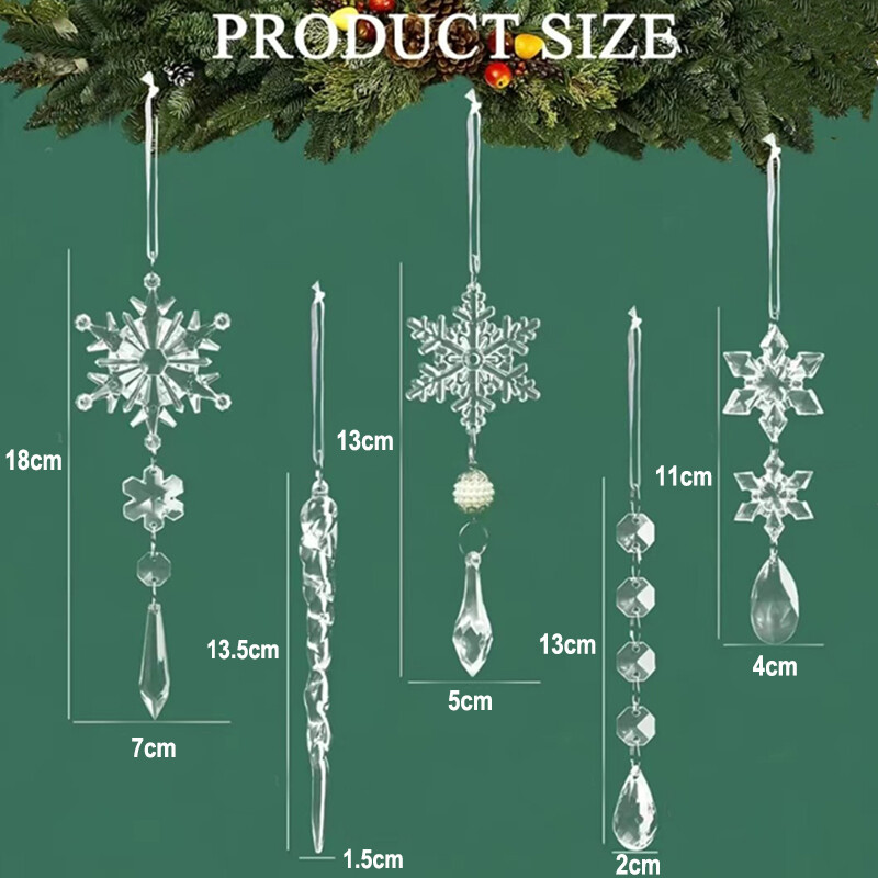 Ziemassvētku eglītes caurspīdīgi akrila lāstekas rotājumi Kristāla sniegpārsliņa lāstekas pilieni piekaramie piekariņi Ziemassvētku Jaungada ballītes dekorēšanai 2024