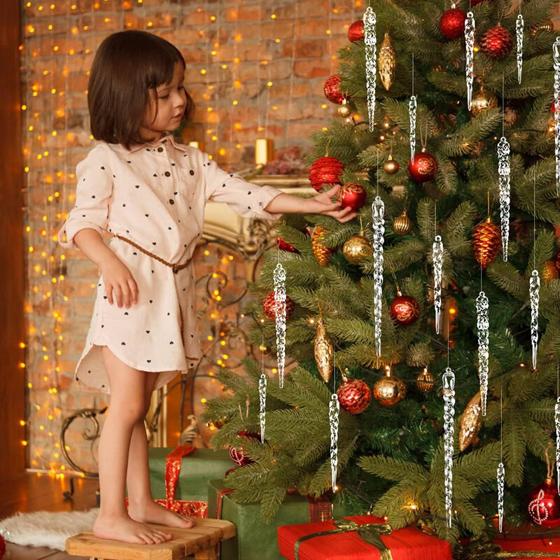 Ziemassvētku eglītes caurspīdīgi akrila lāstekas rotājumi Kristāla sniegpārsliņa lāstekas pilieni piekaramie piekariņi Ziemassvētku Jaungada ballītes dekorēšanai 2024