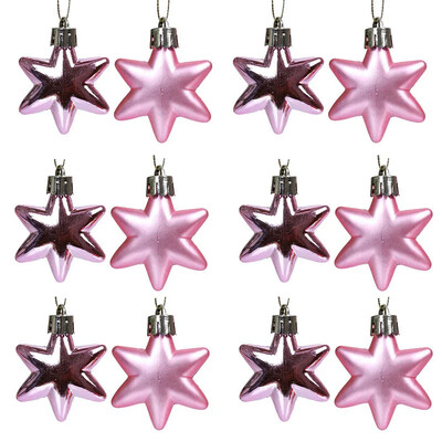 Decoratiuni de Crăciun 12 buc. Brad de Crăciun agățat 5 cm Pandantiv stea pentagonală Luminos, mat, neregulat, ornament de picătură galvanizată