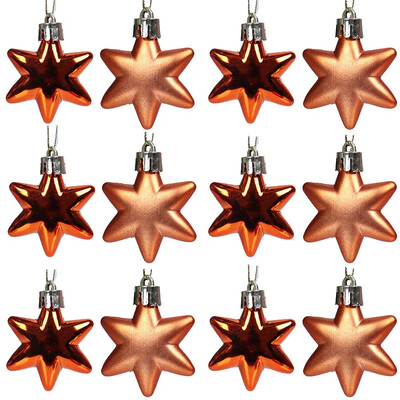 Decoratiuni de Crăciun 12 buc. Brad de Crăciun agățat 5 cm Pandantiv stea pentagonală Luminos, mat, neregulat, ornament de picătură galvanizată
