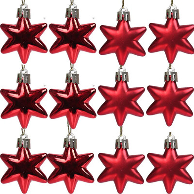 Decoratiuni de Crăciun 12 buc. Brad de Crăciun agățat 5 cm Pandantiv stea pentagonală Luminos, mat, neregulat, ornament de picătură galvanizată