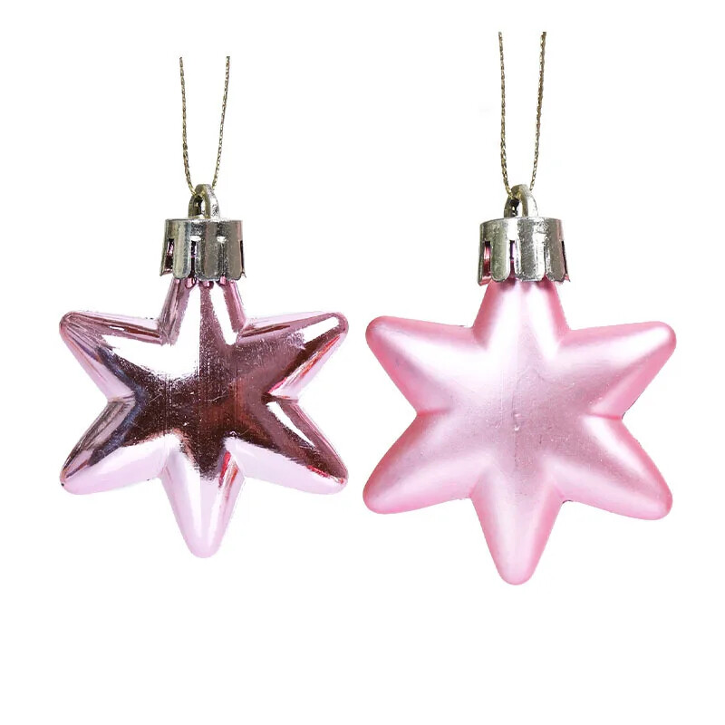 Decoratiuni de Crăciun 12 buc. Brad de Crăciun agățat 5 cm Pandantiv stea pentagonală Luminos, mat, neregulat, ornament de picătură galvanizată