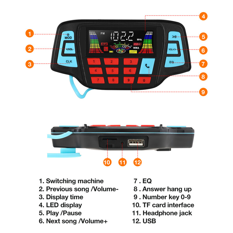 Σετ αδιάβροχα ηχεία μοτοσικλέτας Φορητά ηχεία Ασύρματοι στερεοφωνικοί δέκτες ήχου Κουμπί ραδιοφώνου αυτοκινήτου