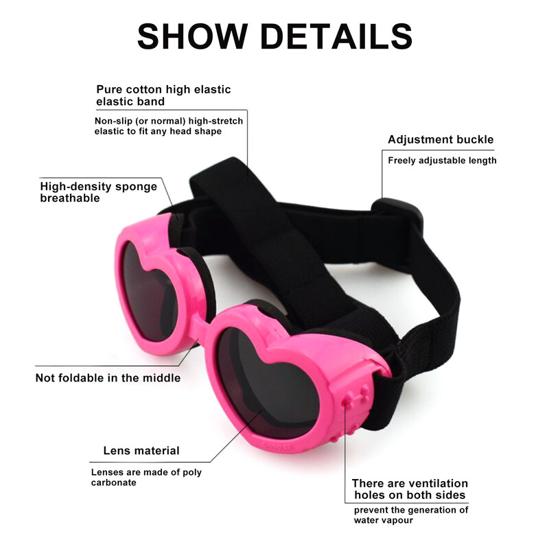 Ochelari de soare pentru câini mici de pisică Ochelari de soare inimă pisici Design drăguț Ochelari de soare clasici Ochelari de ochelari Accesorii pentru fotografii pentru animale de companie Cosplay Ochelari de recuzită amuzant