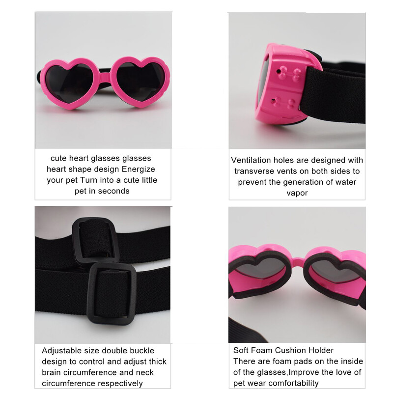 Ochelari de soare pentru câini mici de pisică Ochelari de soare inimă pisici Design drăguț Ochelari de soare clasici Ochelari de ochelari Accesorii pentru fotografii pentru animale de companie Cosplay Ochelari de recuzită amuzant