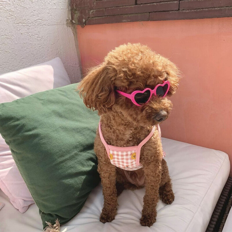Ochelari de soare pentru câini mici de pisică Ochelari de soare inimă pisici Design drăguț Ochelari de soare clasici Ochelari de ochelari Accesorii pentru fotografii pentru animale de companie Cosplay Ochelari de recuzită amuzant