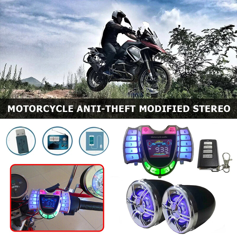HY-008 Motocyklový reproduktor s Bluetooth kompatibilný audiosystém, handsfree TF rádio, USB nabíjačka