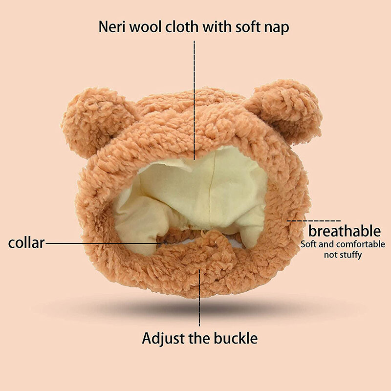 Pălării pentru pisici Costume drăguțe de petrecere de pluș Ajustabile, moale, pentru animale de companie, Pălărie de urs pentru Bonnet pentru pisică, Festivalul de aniversare