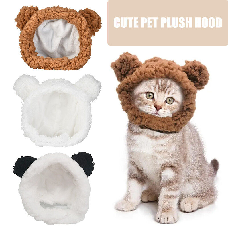 Pălării pentru pisici Costume drăguțe de petrecere de pluș Ajustabile, moale, pentru animale de companie, Pălărie de urs pentru Bonnet pentru pisică, Festivalul de aniversare