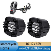 Motocikla signāltaures ar roktura slēdzi Motocikla audio atbalsts FM radio bluetooth TF kartes atskaņošana un USB mobilā tālruņa uzlāde