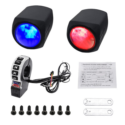 Motocikla signāltaures ar roktura slēdzi Motocikla audio atbalsts FM radio bluetooth TF kartes atskaņošana un USB mobilā tālruņa uzlāde