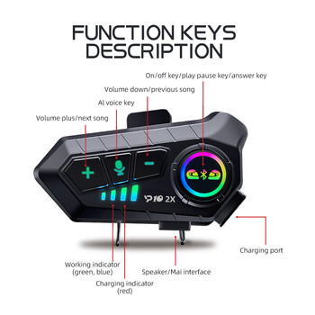 1/2x Музикален домофон Bluetooth 5.3 Мотоциклетна каска Домофонна слушалка Водоустойчива 300m Intercomunicador високоговорител Слушалка