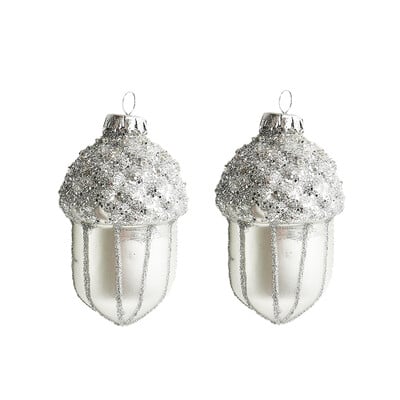 Sudraba dekoratīvās ozolzīles Ziemassvētku kulons ozolzīles stikls Ziemassvētku eglīšu rotājumi Jaunā gada mājas 2024