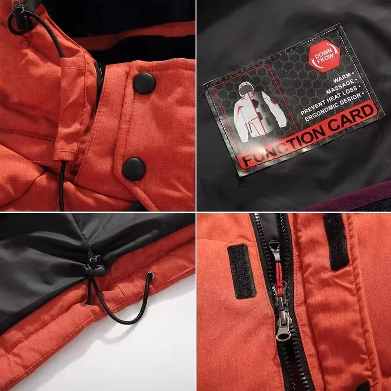 Zimske parke od -20 stupnjeva Muška donja jakna Muška 90% bijela pačja donja jakna s kapuljačom Luksuzni debeli topli podstavljeni snježni kaput prevelik