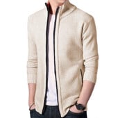 Muški pleteni pulover Zimski debeli kaput Kardigan dugih rukava Samostojeći ovratnik Flis muška bluza s patentnim zatvaračem Uzrokovna odjeća za jesen