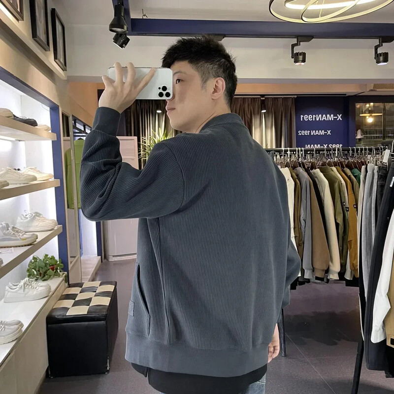 Vīriešu apģērbi ar kabatām Trikotāžas džemperi vīriešiem Jaka melna vienkrāsaina korejiešu rudens lēta mode kokvilnas kakls XS
