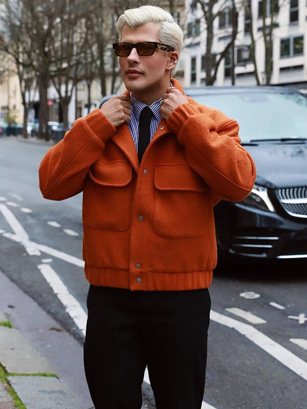 Férfi hajtókás zsebes, hosszú ujjú dzsekik Elegáns, tömör, gombokkal Alkalmi bő ruhák 2024 őszi tél férfi divatos utcai ruházat