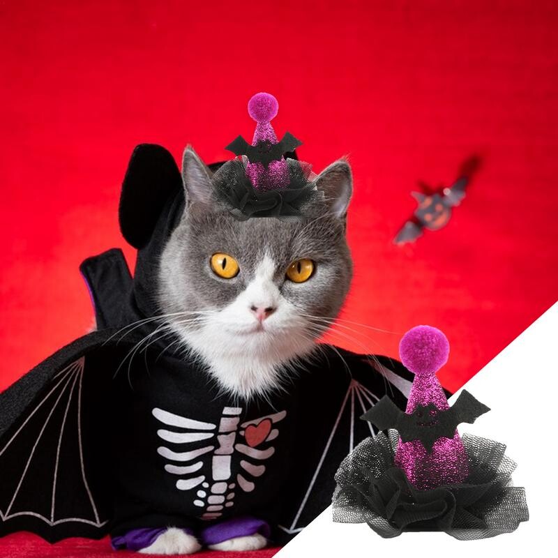 Halloweenske kostýmy pre mačky, elastická sieťovaná čiapka pre domáce zvieratá, farebné slávnostné kostýmy pre mačky, zábavné doplnky na hlavu na každodenné nosenie, hranie rolí