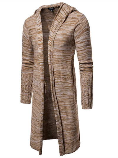 Jesen zima muški modni pleteni dugi džemper s kapuljačom muški ležerni hip hop džemper dugi džemper sueter hombre