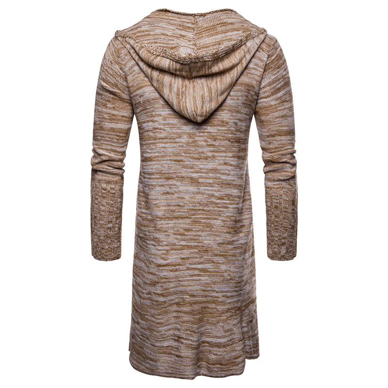 Jesen zima muški modni pleteni dugi džemper s kapuljačom muški ležerni hip hop džemper dugi džemper sueter hombre