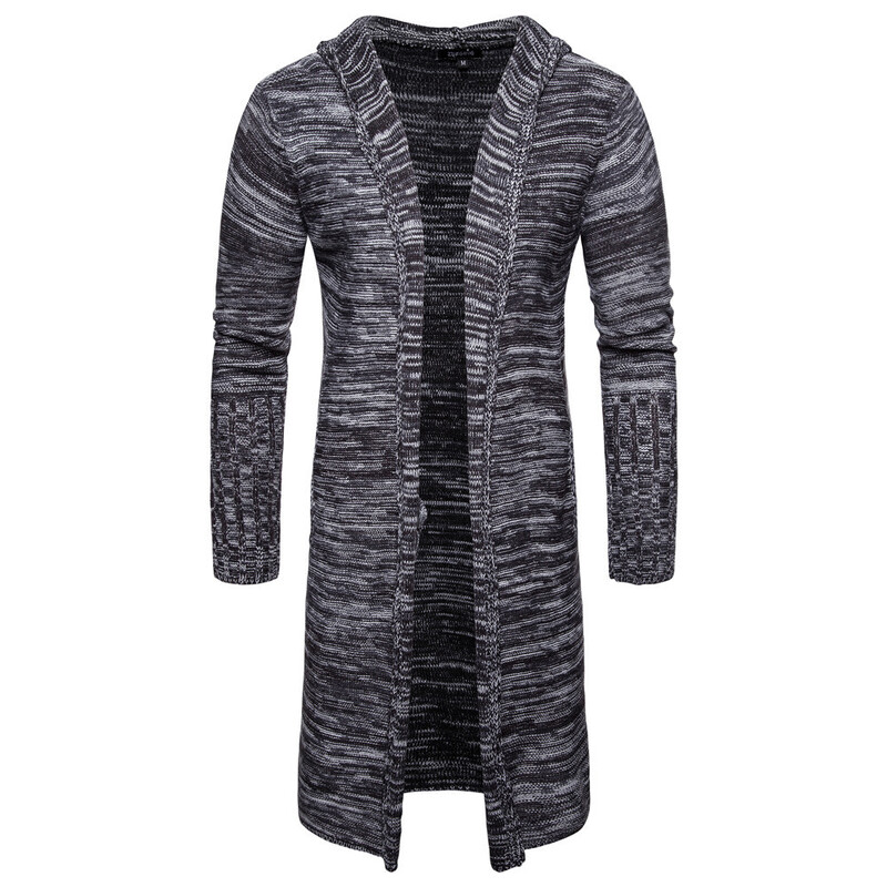 Jesen zima muški modni pleteni dugi džemper s kapuljačom muški ležerni hip hop džemper dugi džemper sueter hombre