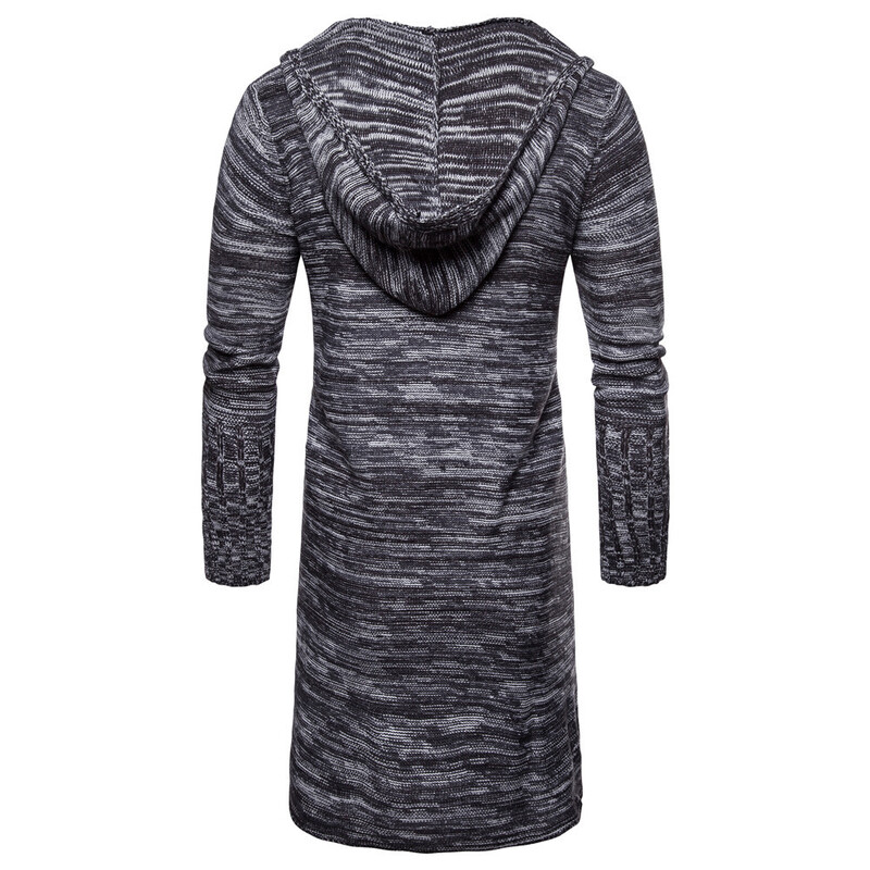 Jesen zima muški modni pleteni dugi džemper s kapuljačom muški ležerni hip hop džemper dugi džemper sueter hombre