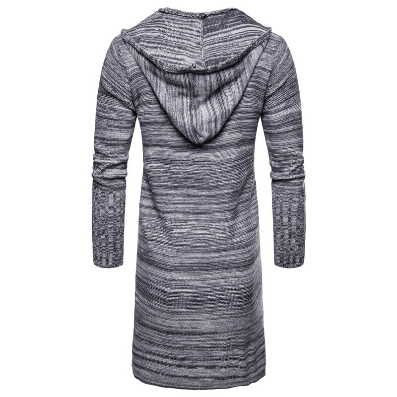 Jesen zima muški modni pleteni dugi džemper s kapuljačom muški ležerni hip hop džemper dugi džemper sueter hombre