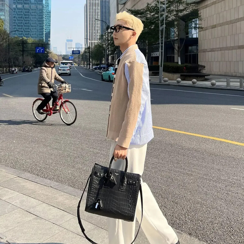 Trikotāžas džemperi vīriešiem Savienots Mētelis Jaka Vīriešu Apģērbs Melns Jaciņš Svītrains Visvairāk pārdotie produkti 2024 Mode Designer Luxury