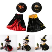 Kisállat Halloween jelmez öltöny macskakutyáknak Kisállatfesztivál parti kellékek Boszorkánykalap köpenykészlet kisállat macska ruházatához fotó kellékek