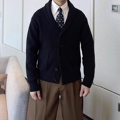 Cardigane pentru bărbați de epocă 2024, toamnă iarnă, în aer liber, ocazional, jachetă tricotată cu mânecă lungă, pentru bărbați, pulovere la modă de culoare solidă