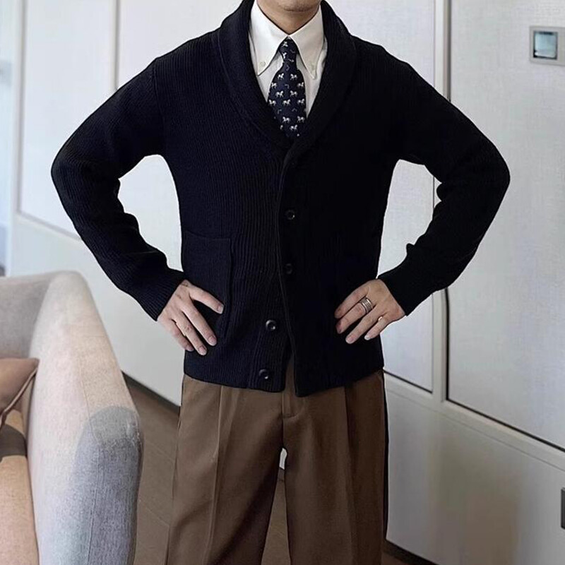 Cardigane pentru bărbați de epocă 2024, toamnă iarnă, în aer liber, ocazional, jachetă tricotată cu mânecă lungă, pentru bărbați, pulovere la modă de culoare solidă
