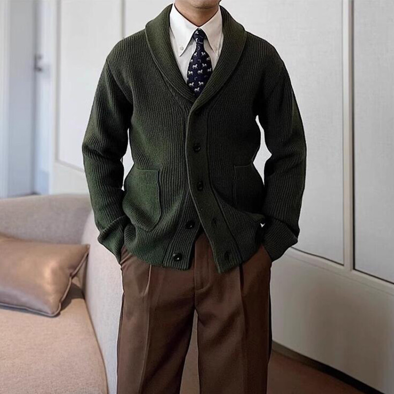 Cardigane pentru bărbați de epocă 2024, toamnă iarnă, în aer liber, ocazional, jachetă tricotată cu mânecă lungă, pentru bărbați, pulovere la modă de culoare solidă