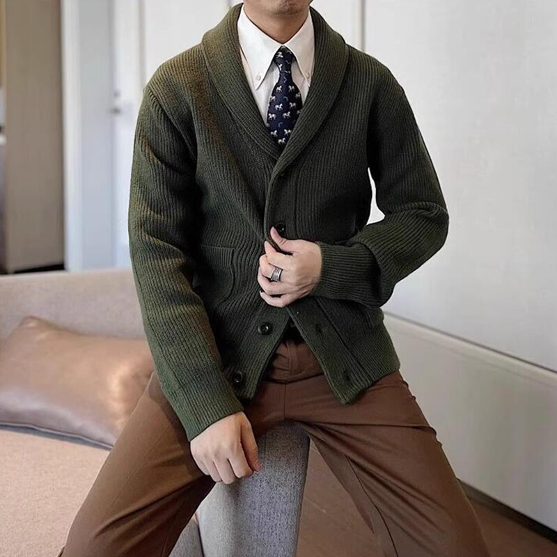Cardigane pentru bărbați de epocă 2024, toamnă iarnă, în aer liber, ocazional, jachetă tricotată cu mânecă lungă, pentru bărbați, pulovere la modă de culoare solidă