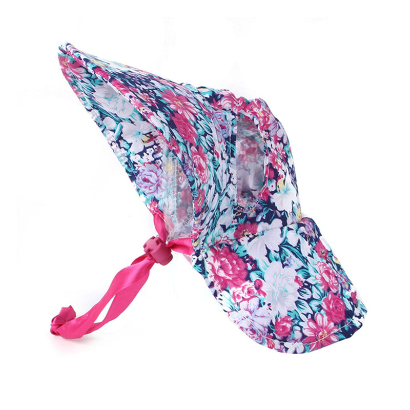 Ziedu suņa cepure ar platām malām suņa cepure ar virvēm Kucēnu kopšana Saģērbt Cepure Mājas kaķu suns Āra cepure Jauki suns sauļošanās vāciņš