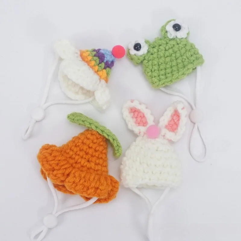 Aranyos mini kézzel készített kötött hörcsög sapka Mókus tengerimalac mókus kisállat kis sapkák Karácsonyi szilveszteri buli kisállat cosplay sapkák