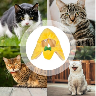Căciulă pentru animale de companie Pălărie ușoară de pisică Pălărie de pisică Adorabilă pălărie pentru animale de companie în formă de banană cu fundă Accesoriu pentru costum pentru animale de companie.