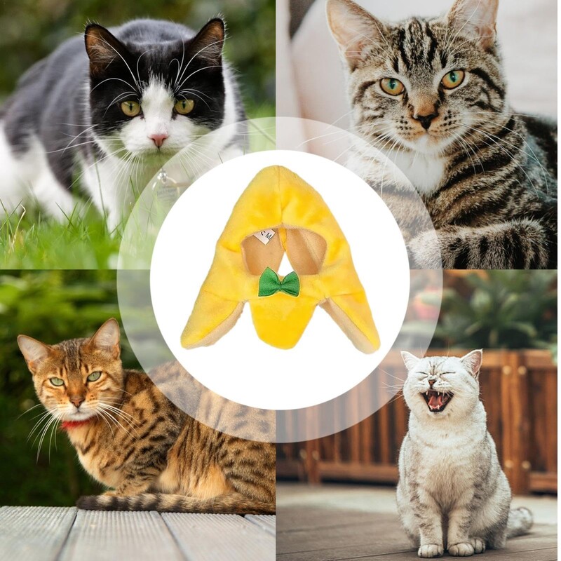 Căciulă pentru animale de companie Pălărie ușoară de pisică Pălărie de pisică Adorabilă pălărie pentru animale de companie în formă de banană cu fundă Accesoriu pentru costum pentru animale de companie.